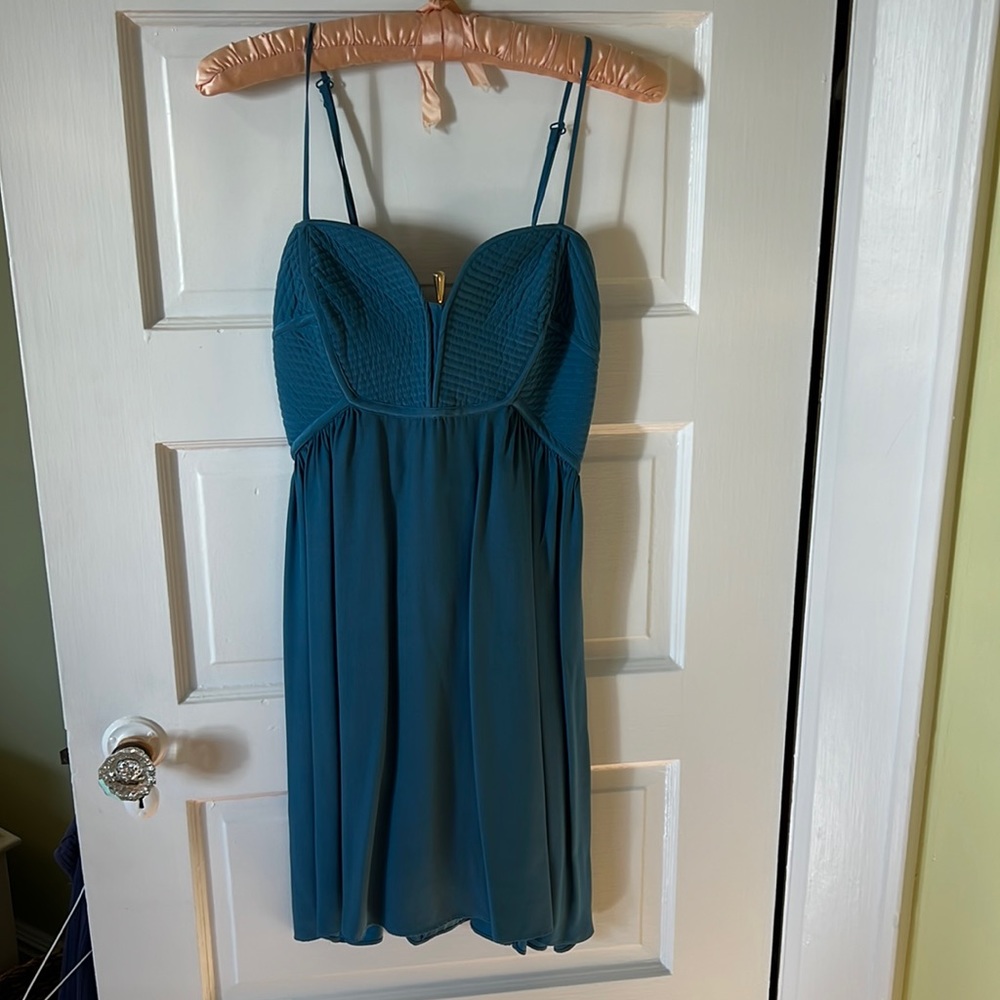Dark teal Parker silk dress!